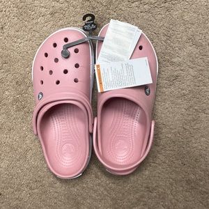 Pink, White, and Grey Crocs